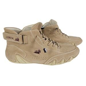 LDECK UNISEX BEIGE HIGH-TOP ORTHOPEDIC SNEAKER STRAP DETAIL SIZE 38